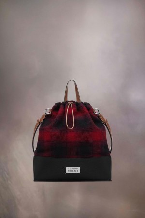 Maison Margiela 5AC Daily Drawstring Backpack Medium Red Black | USA_MM90530