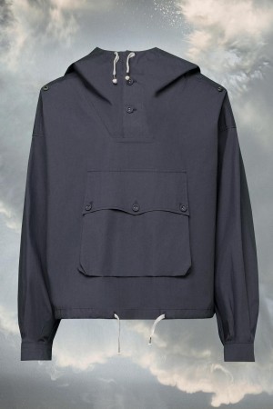 Maison Margiela Coated Cotton Hooded Jacket Black | USA_MM78445