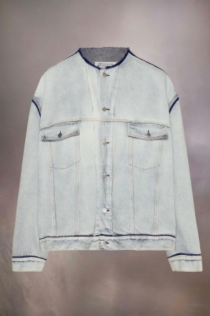 Maison Margiela Collarless Denim Jacket Light Blue | USA_MM97627