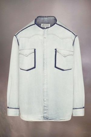 Maison Margiela Collarless Denim Shirt White | USA_MM24768