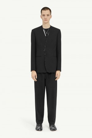 Maison Margiela Collarless Tailoring Wool Suit Jacket Black | USA_MM22693