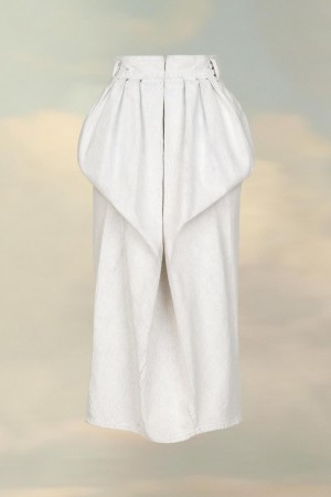 Maison Margiela Denim Gathered Skirt White | USA_MM72198