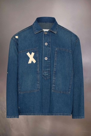 Maison Margiela Distressed Denim Shirt Blue | USA_MM10148