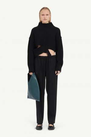 Maison Margiela Drawstring Tailoring Wool Trousers Black | USA_MM86797