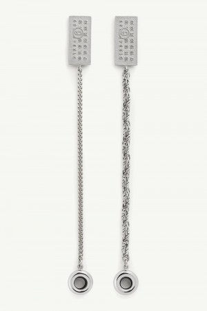 Maison Margiela Embossed Numeric Earrings Silver | USA_MM93673