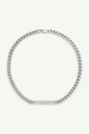Maison Margiela Embossed Numeric Necklace Silver | USA_MM81268