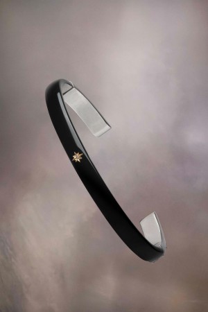Maison Margiela Enamel Cuff Black Silver | USA_MM41880
