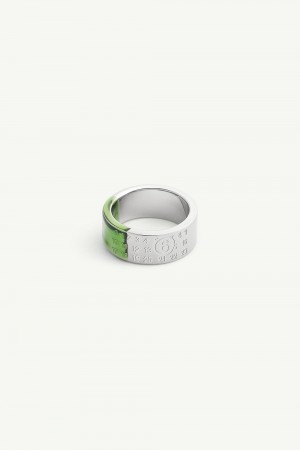 Maison Margiela Engraved Numeric Ring Green Silver | USA_MM66873