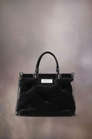 Maison Margiela Glam Slam Shopping Small Velvet Black | USA_MM45763