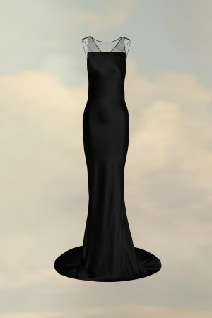 Maison Margiela Hammered Satin Gown Black | USA_MM27572