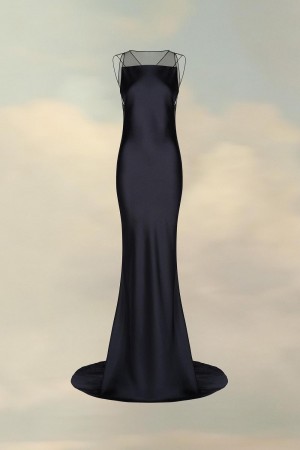 Maison Margiela Hammered Satin Gown Black | USA_MM96102