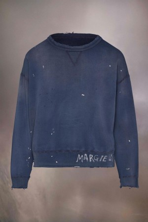Maison Margiela Handwritten Logo Sweatshirt Blue | USA_MM65241