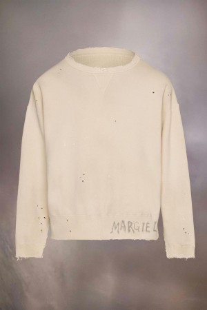 Maison Margiela Handwritten Logo Sweatshirt Beige | USA_MM89088