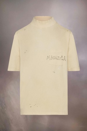 Maison Margiela Handwritten Logo T-shirt Beige | USA_MM92517
