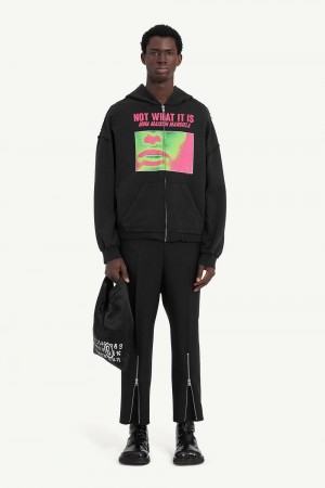 Maison Margiela Hooded Print Sweatshirt Black | USA_MM81834