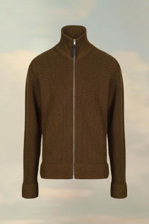 Maison Margiela Knit Zip-up Cardigan Brown | USA_MM71889