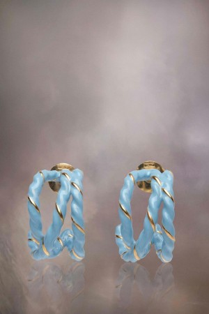 Maison Margiela Laces Earrings Blue | USA_MM79531