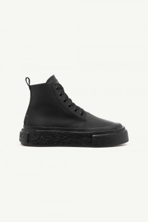 Maison Margiela Lace-up Leather Sneakers Black | USA_MM20377