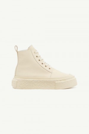 Maison Margiela Lace-up Leather Sneakers Beige | USA_MM38942