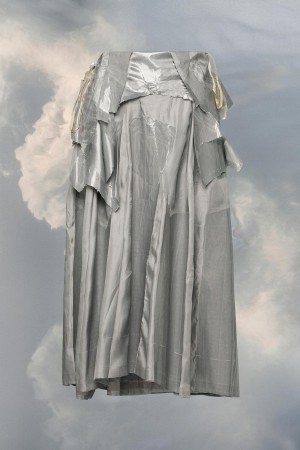 Maison Margiela Laminated Satin Midi Skirt Silver | USA_MM15691
