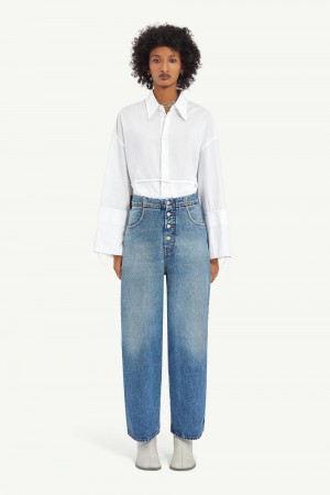 Maison Margiela Light Blue Denim Trousers Blue | USA_MM83371