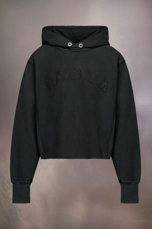 Maison Margiela Logo Cotton Fleece Hoodie Black | USA_MM68656