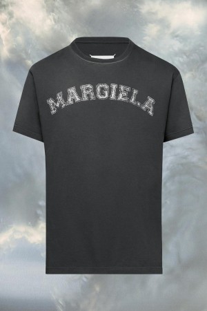 Maison Margiela Logo Cotton Jersey T-shirt Dark Grey | USA_MM74275