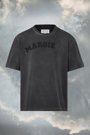 Maison Margiela Logo Heavy Jersey T-shirt Dark Grey | USA_MM60319