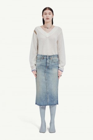Maison Margiela Mid-length Denim Skirt Blue | USA_MM75759