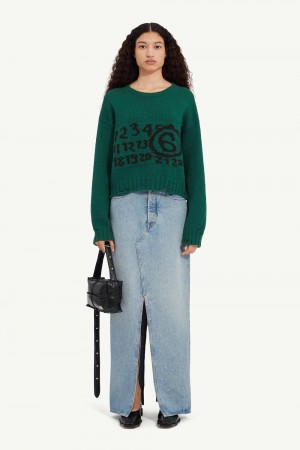 Maison Margiela Numeric Crewneck Jumper Green | USA_MM10569