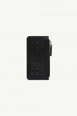 Maison Margiela Numeric Logo Zip Card Holder Black | USA_MM83414