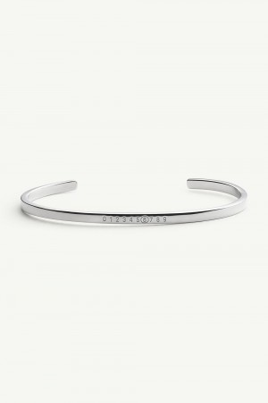 Maison Margiela Numeric Minimal Signature Cuff Bracelet Silver | USA_MM98513