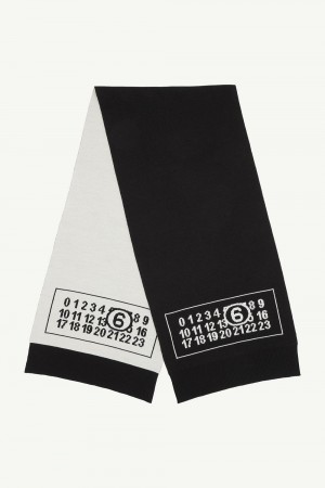 Maison Margiela Numeric Signature Wool Scarf Black | USA_MM53300