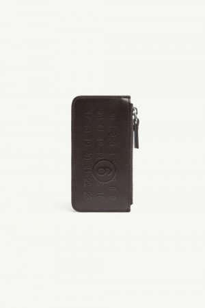 Maison Margiela Numeric Signature Zip Cardholder Brown | USA_MM47037
