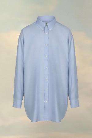 Maison Margiela Organic Cotton Oxford Shirt Blue | USA_MM81199