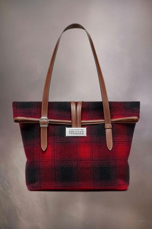 Maison Margiela Paper Shoulder Bag Medium Red Black | USA_MM32193