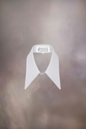 Maison Margiela Pinstripe Cotton Poplin Collar White | USA_MM61863