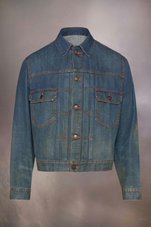 Maison Margiela Pleated Denim Jacket Blue | USA_MM45730