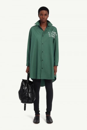 Maison Margiela Poplin Shirt Dress Green | USA_MM50952