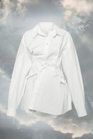 Maison Margiela Raw Cotton Poplin Shirt White | USA_MM58612