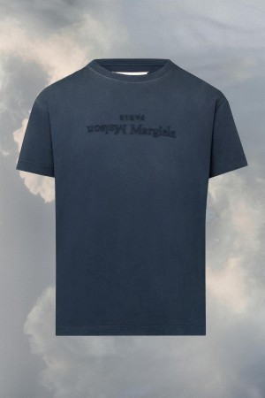 Maison Margiela Reverse Logo T-shirt Blue | USA_MM98828
