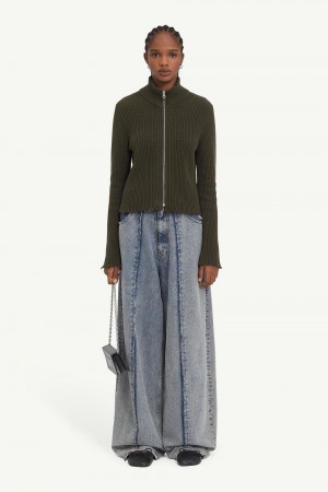 Maison Margiela Ribbed Cotton Zip Cardigan Black | USA_MM48266
