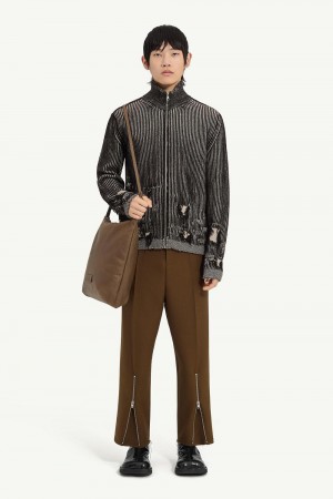 Maison Margiela Ribbed Wool Cardigan Dark Grey | USA_MM93586