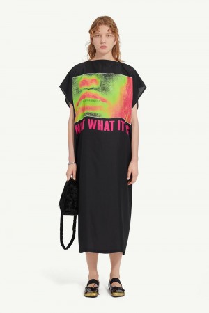Maison Margiela Silk Midi Dress Black | USA_MM29103