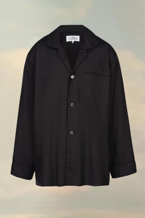 Maison Margiela Silk Poplin Shirt Black | USA_MM19259