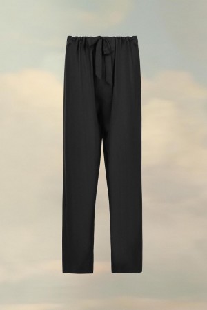 Maison Margiela Silk Poplin Trousers Black | USA_MM72411