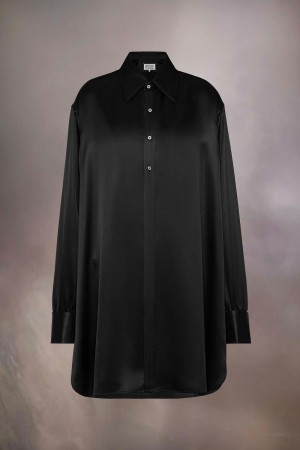 Maison Margiela Silk Shirt Dress Black | USA_MM20099