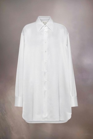Maison Margiela Silk Shirt Dress White | USA_MM87217