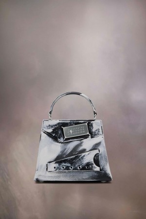Maison Margiela Snatched Handbag Bianchetto Small Blue Black | USA_MM28303