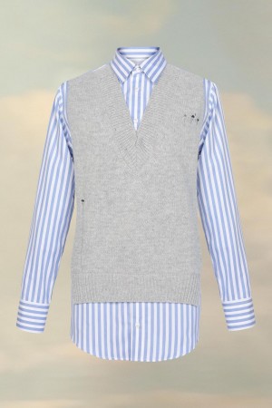 Maison Margiela Spliced Knit Shirt Grey / Blue | USA_MM94096